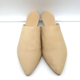 Jenni Kayne Kitten Heel Mules Beige Oiled Leather Size 36