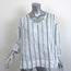 Nili Lotan Blouse Provence White/Navy Embroidered Stripe Cotton Size Small NEW