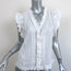 FRAME Top Lauren White Broderie Anglaise Ramie Size Small Sleeveless Blouse