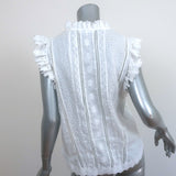 FRAME Top Lauren White Broderie Anglaise Ramie Size Small Sleeveless Blouse