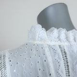 FRAME Top Lauren White Broderie Anglaise Ramie Size Small Sleeveless Blouse