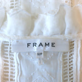 FRAME Top Lauren White Broderie Anglaise Ramie Size Small Sleeveless Blouse