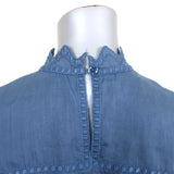 Isabel Marant Embroidered Top Nust Blue Ramie Size 34 Sleeveless Blouse