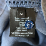 Isabel Marant Embroidered Top Nust Blue Ramie Size 34 Sleeveless Blouse