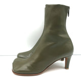 Bottega Veneta Bloc Ankle Boots Olive Stretch Leather Size 36