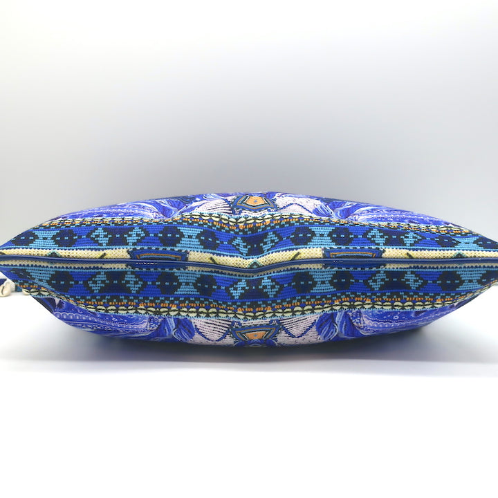 Camilla Large Canvas Clutch with Shells Blue Printed