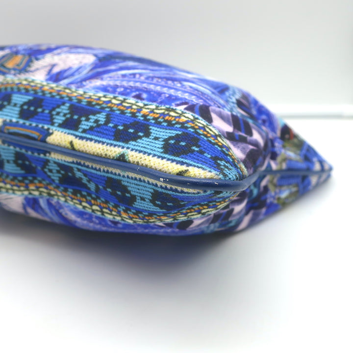 Camilla Large Canvas Clutch with Shells Blue Printed