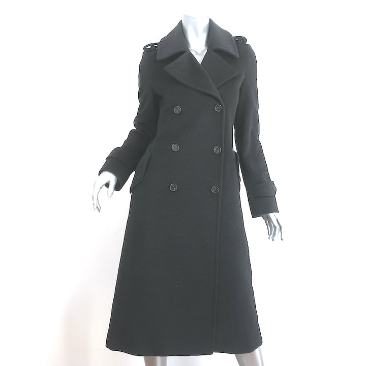 Max Mara Virgin Wool Trench Coat Charcoal Size 40 Double Breasted Jacket