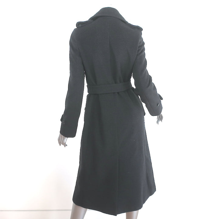 Max Mara Virgin Wool Trench Coat Charcoal Size 40 Double Breasted Jacket