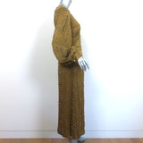 Rachel Comey Beaded Midi Dress Desilo Olive Satin Size 4 Long Sleeve V-Neck NEW