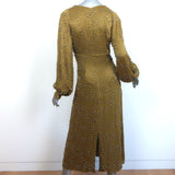 Rachel Comey Beaded Midi Dress Desilo Olive Satin Size 4 Long Sleeve V-Neck NEW