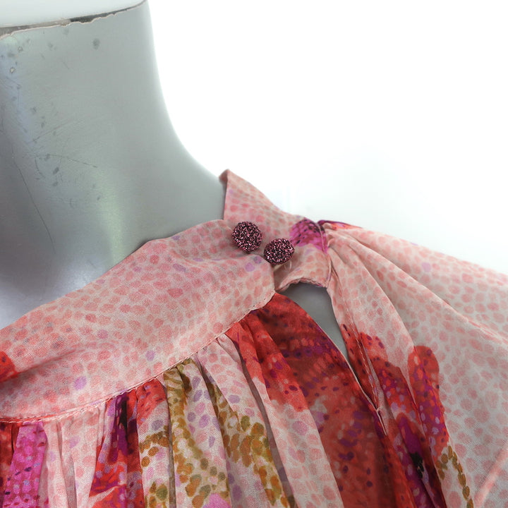 Forte Forte Maxi Dress Orchidea Fabulosa Pink Floral Print Silk Chiffon Size 0