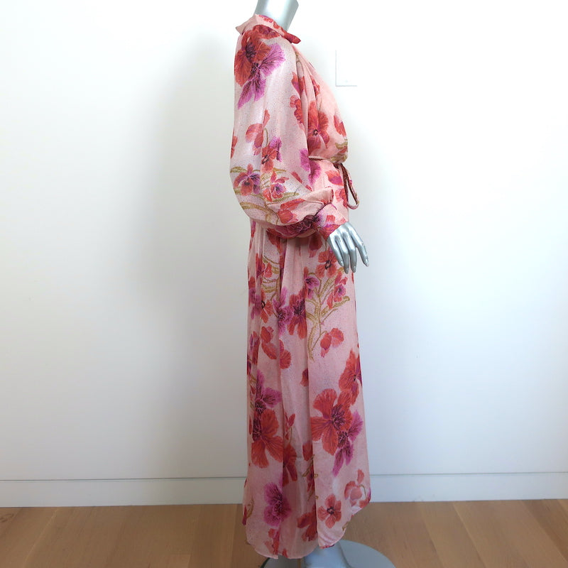 Forte Forte Maxi Dress Orchidea Fabulosa Pink Floral Print Silk Chiffon Size 0