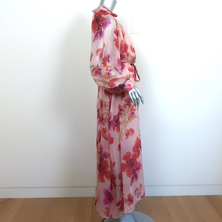 Forte Forte Maxi Dress Orchidea Fabulosa Pink Floral Print Silk Chiffon Size 0