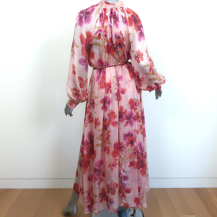 Forte Forte Maxi Dress Orchidea Fabulosa Pink Floral Print Silk Chiffon Size 0