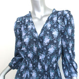 LoveShackFancy Handkerchief Hem Maxi Dress Milton Navy Floral Print Size Small