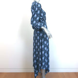 LoveShackFancy Handkerchief Hem Maxi Dress Milton Navy Floral Print Size Small