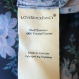 LoveShackFancy Handkerchief Hem Maxi Dress Milton Navy Floral Print Size Small