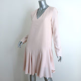 Chloe Drop Waist Shift Dress Light Pink Crepe Size 36 Long Sleeve V-Neck