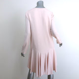 Chloe Drop Waist Shift Dress Light Pink Crepe Size 36 Long Sleeve V-Neck