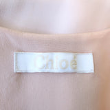 Chloe Drop Waist Shift Dress Light Pink Crepe Size 36 Long Sleeve V-Neck