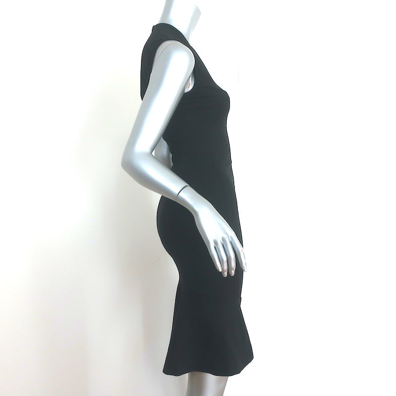 Stella McCartney Flared Sheath Dress Black Stretch Cotton Jersey Size 40