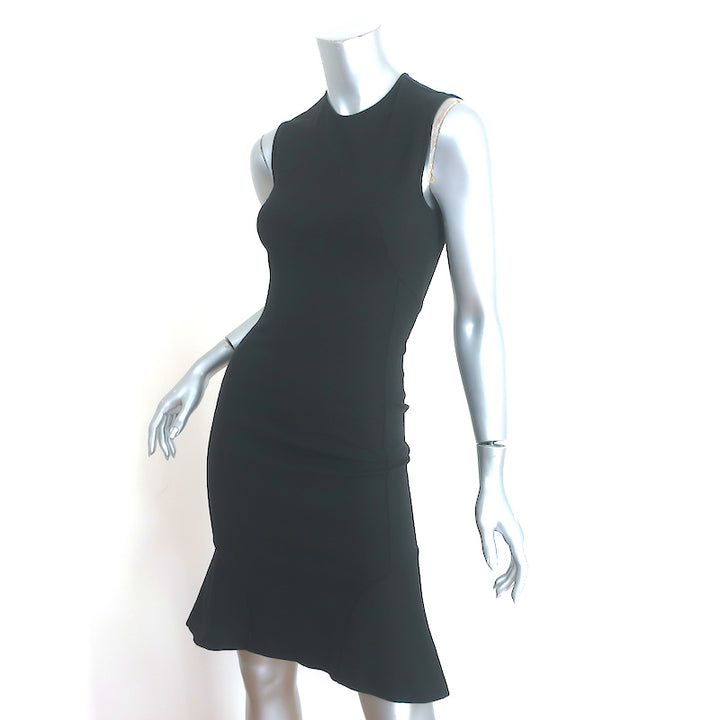 Stella McCartney Flared Sheath Dress Black Stretch Cotton Jersey Size 40