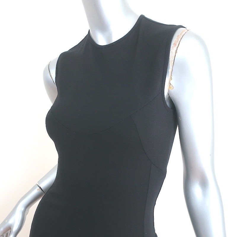 Stella McCartney Flared Sheath Dress Black Stretch Cotton Jersey Size 40