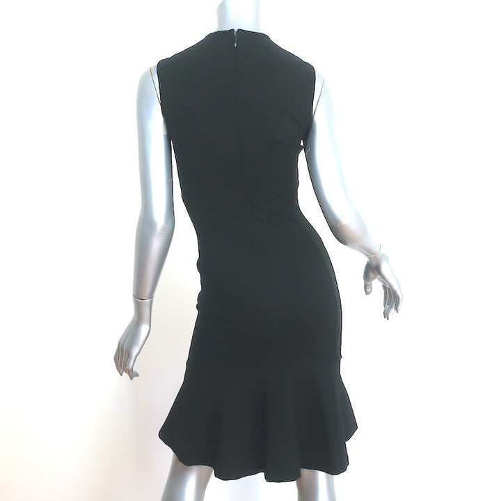 Stella McCartney Flared Sheath Dress Black Stretch Cotton Jersey Size 40