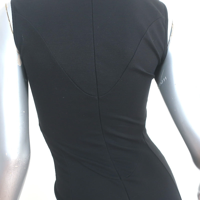 Stella McCartney Flared Sheath Dress Black Stretch Cotton Jersey Size 40