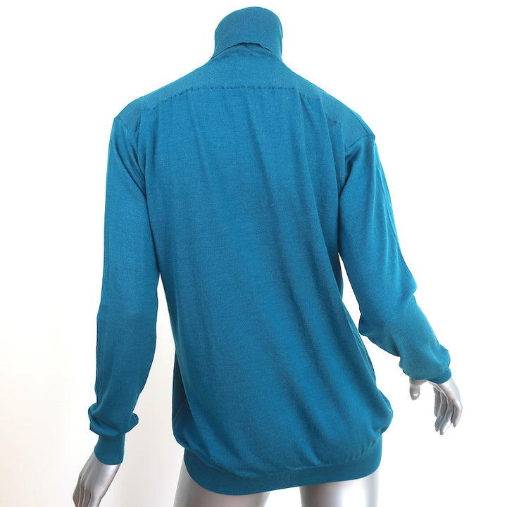 Stella McCartney Turtleneck Sweater Blue Wool-Silk Size 38