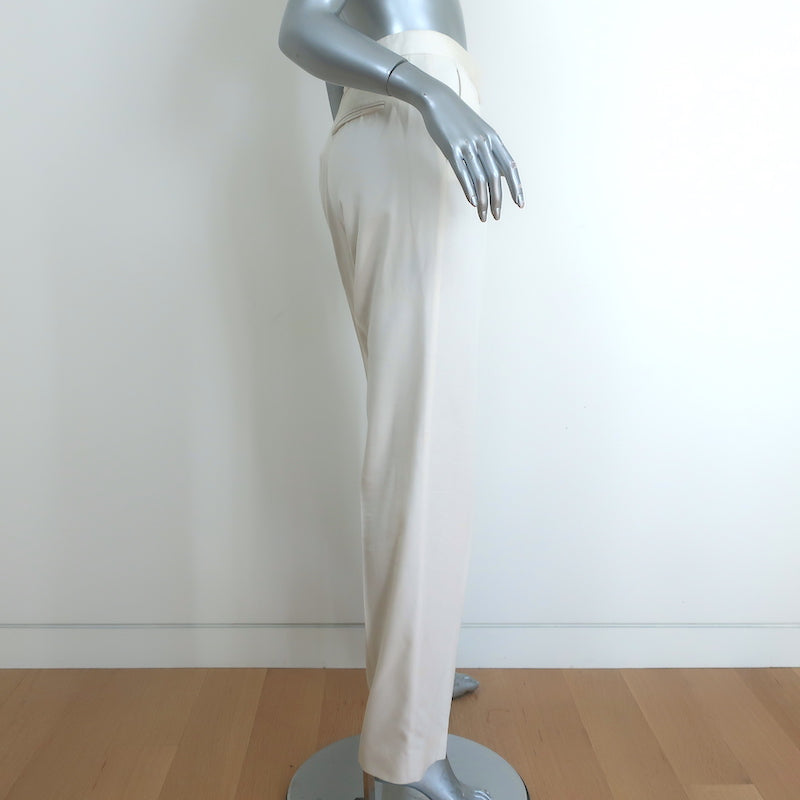 Stella McCartney High Waisted Trousers Cream Size 38 Straight Leg Pants