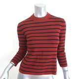 Theory Sweater Lemdora Prosecco Burnt Paprika/Navy Striped Knit Size Small