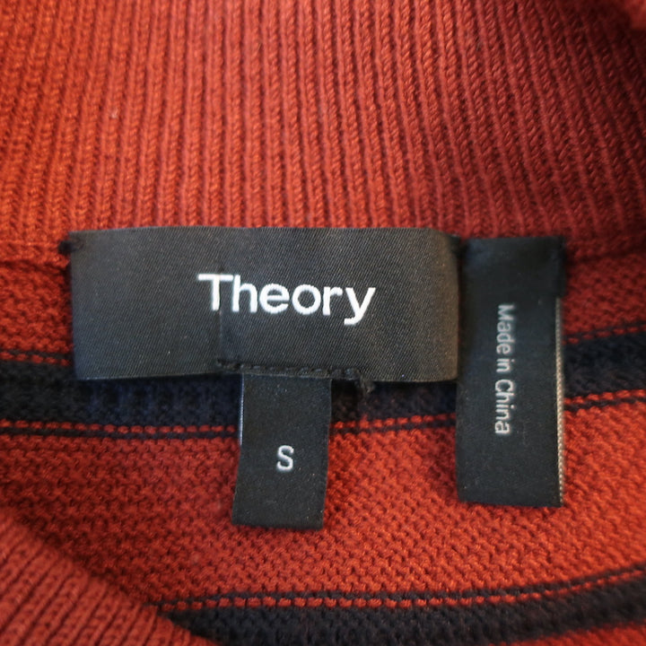 Theory Sweater Lemdora Prosecco Burnt Paprika/Navy Striped Knit Size Small
