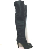 Jimmy Choo Over the Knee Boots Black Grained Leather Size 37.5 High Heel