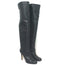 Jimmy Choo Over the Knee Boots Black Grained Leather Size 37.5 High Heel