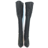 Jimmy Choo Over the Knee Boots Black Grained Leather Size 37.5 High Heel