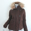 Theory Fur Hood Puffer Jacket Stert Brown Stretch Cotton Size Petite
