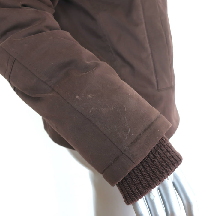 Theory Fur Hood Puffer Jacket Stert Brown Stretch Cotton Size Petite