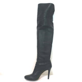 Jimmy Choo Over the Knee Boots Black Grained Leather Size 37.5 High Heel