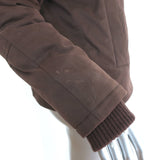 Theory Fur Hood Puffer Jacket Stert Brown Stretch Cotton Size Petite