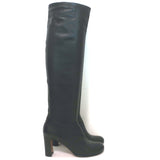 Prada Knee High Boots Black Leather Size 37 High Heel
