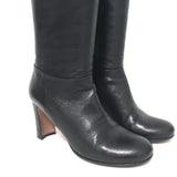 Prada Knee High Boots Black Leather Size 37 High Heel