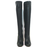 Prada Knee High Boots Black Leather Size 37 High Heel
