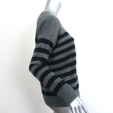 Vince Shoulder-Button Cashmere Sweater Gray/Navy Stripe Size Extra Small