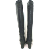 Prada Knee High Boots Black Leather Size 37 High Heel