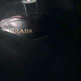 Prada Knee High Boots Black Leather Size 37 High Heel
