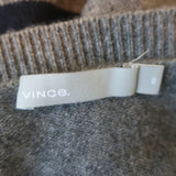 Vince Shoulder-Button Cashmere Sweater Gray/Navy Stripe Size Extra Small