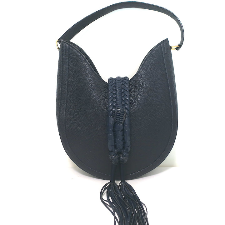 Altuzarra Ghianda Knot Hobo Navy Grained Leather Large Shoulder Bag