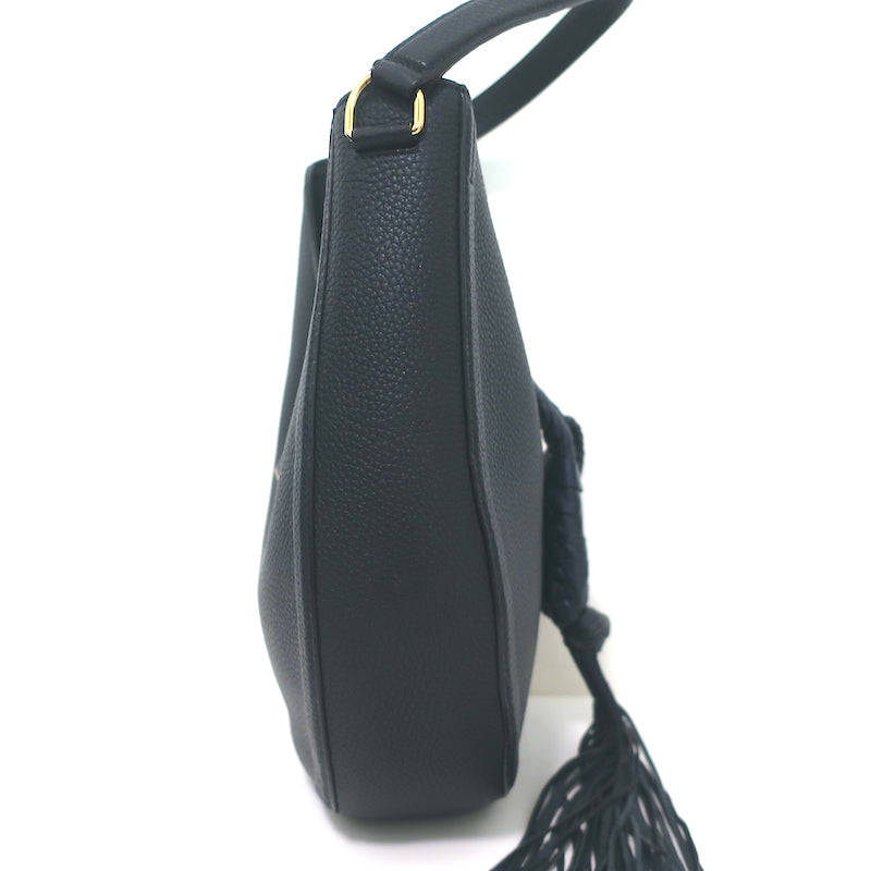 Altuzarra Ghianda Knot Hobo Navy Grained Leather Large Shoulder Bag